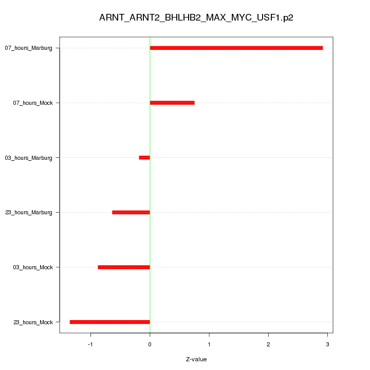 Sorted Z-values for motif ARNT_ARNT2_BHLHB2_MAX_MYC_USF1.p2